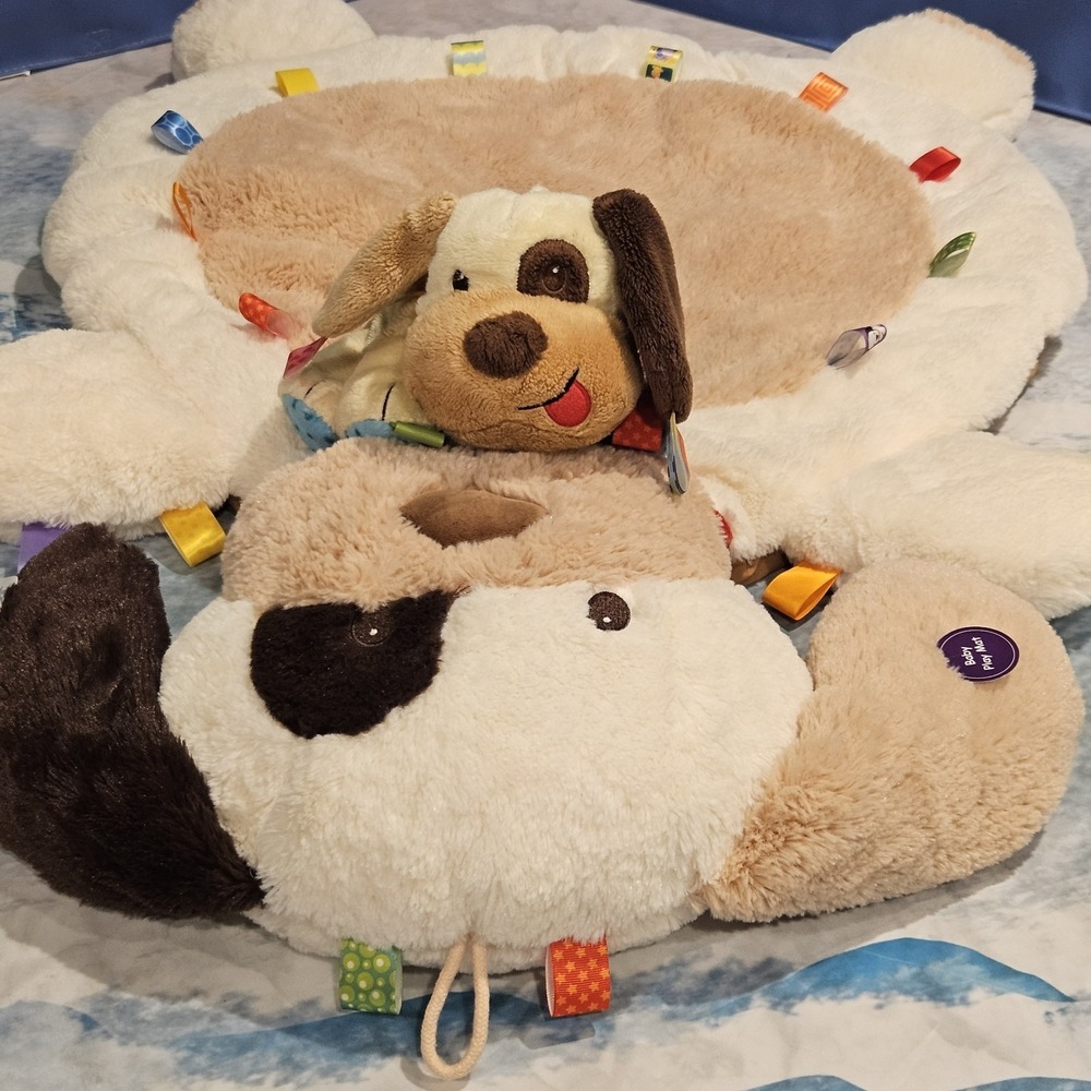 Taggies Buddy Dog Baby Play Mat Lovey Plush Set Sensory Security Blanket NWT Toy